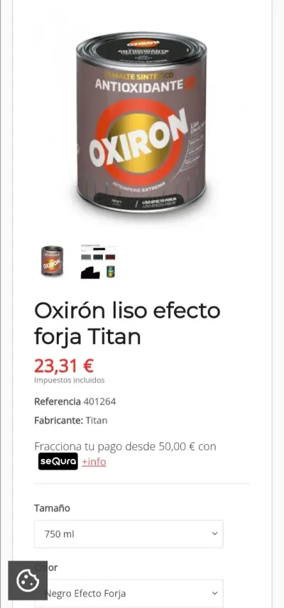 Lote 3 botes Oxirón Negro Efecto Forja 750ml