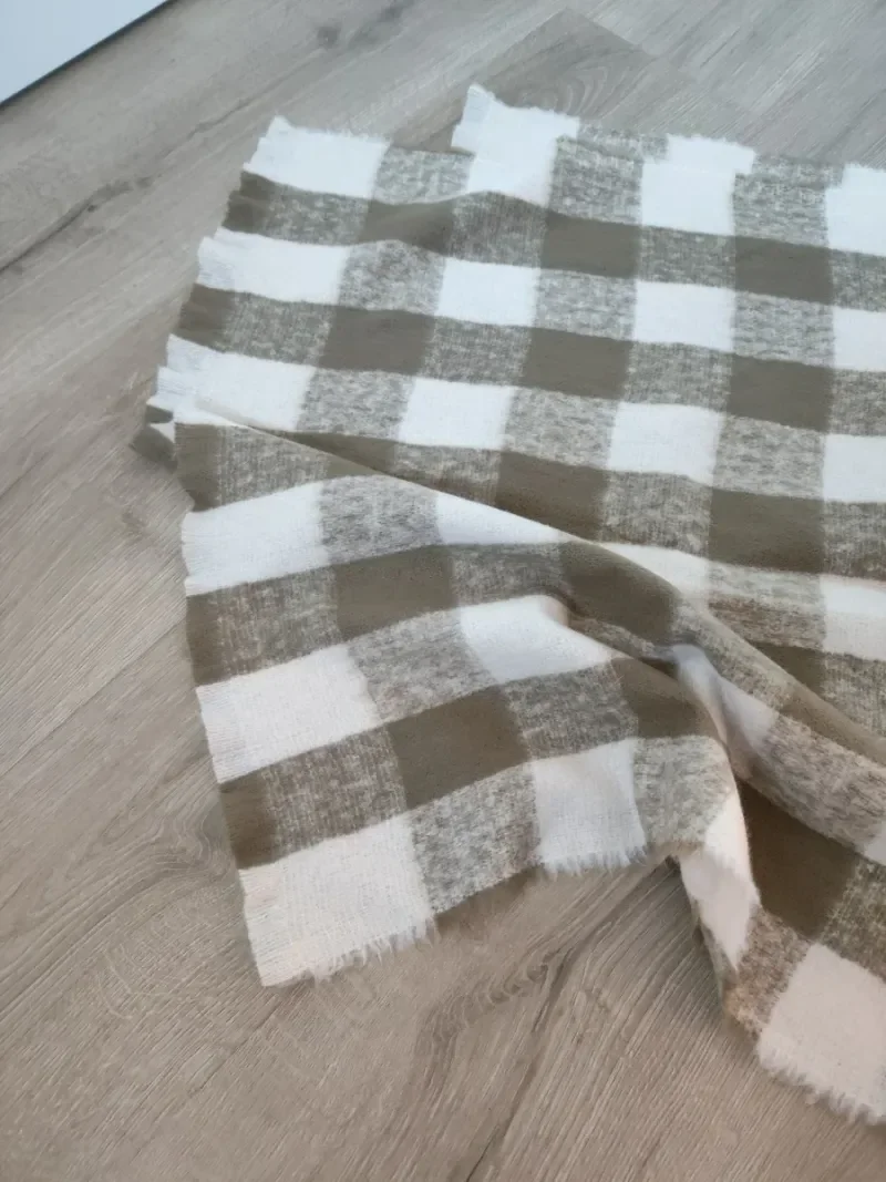 Bufanda cuadros marrón y blanco 2*40*160 cm