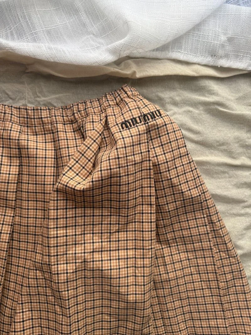 Falda Miu Miu cuadros beige y marrón