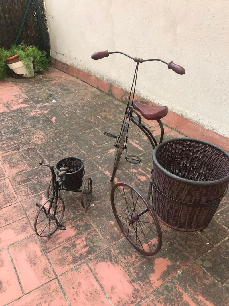 Bicicleta Decorativa Cesta Mimbre - foto 2