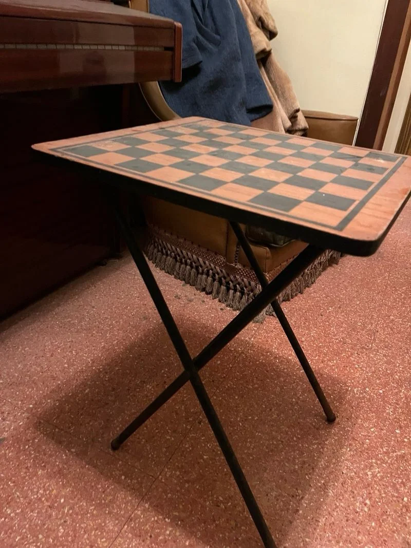 Mesa plegable tablero ajedrez madera - foto 3