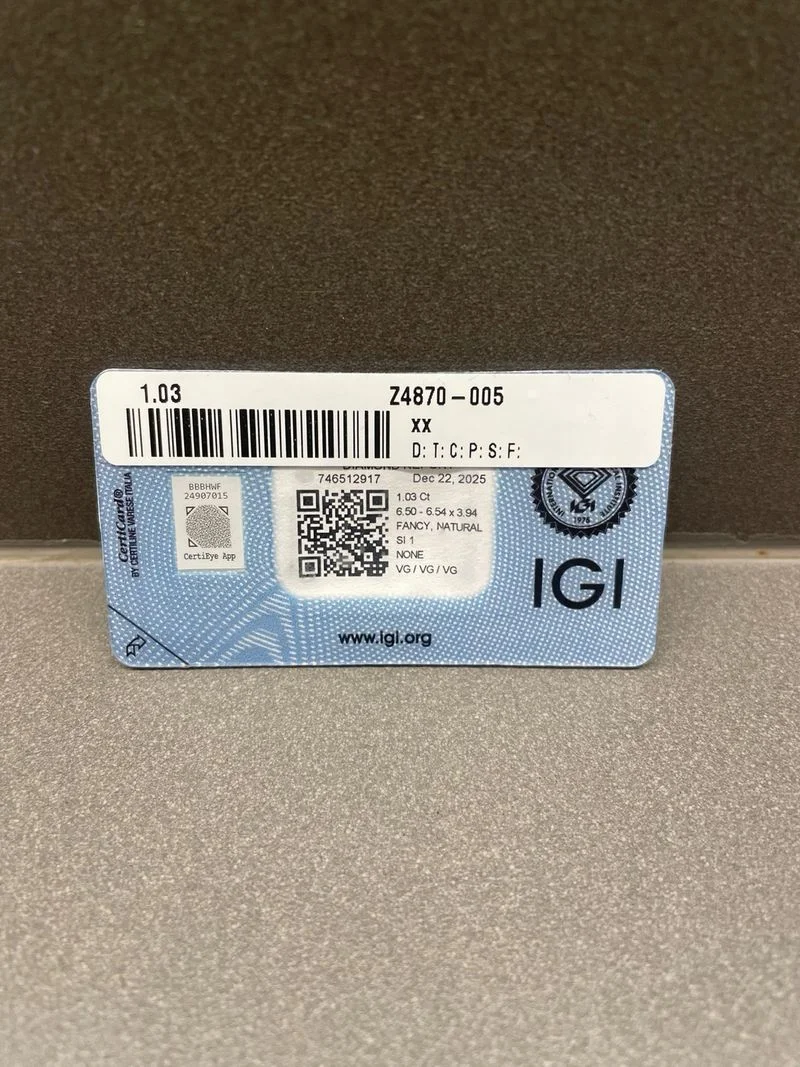 Diamante Natural 1.03 ct verde Grisáceo - foto 3