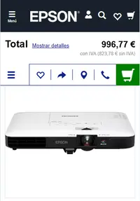 Proyector Epson EB-1780W 3000lm HD Profesional - miniatura 4