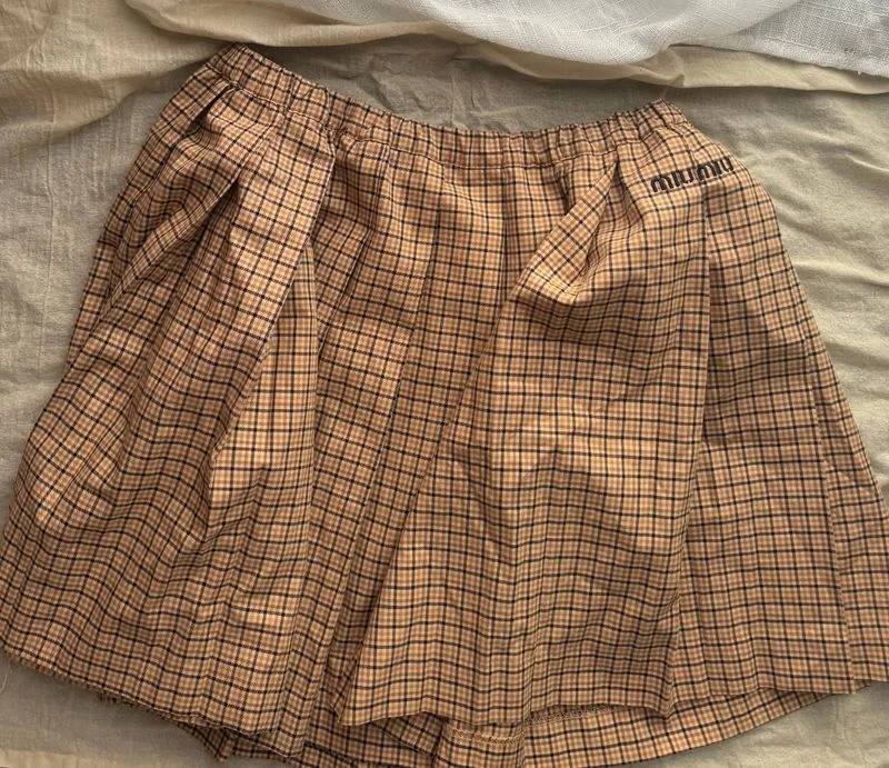 Falda Miu Miu cuadros beige y marrón - foto 4