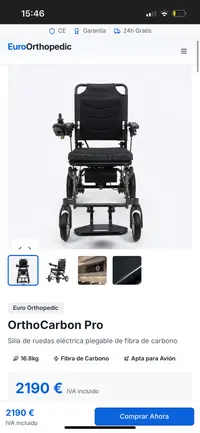 Silla de ruedas eléctrica plegab fibra de carbono - miniatura 4