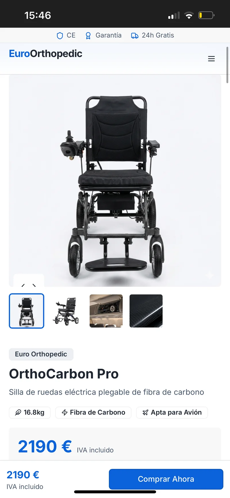 Silla de ruedas eléctrica plegab fibra de carbono - foto 4